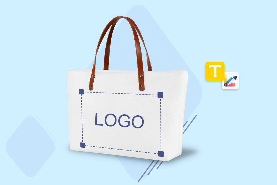 a customizable white bag stamped with "logo"