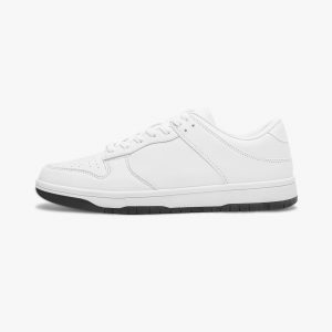 A pair of white customizable low-top leather shoes