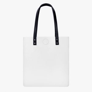 A customizable white tote bag