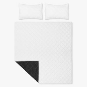 A collection of white customizable quilt covers