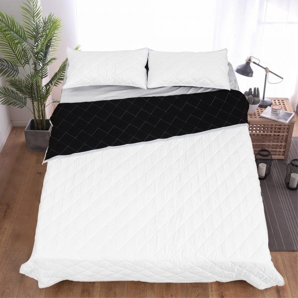 A collection of white customizable quilt covers