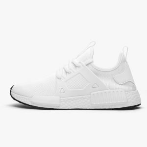 A pair of white customizable lightweight sneakers