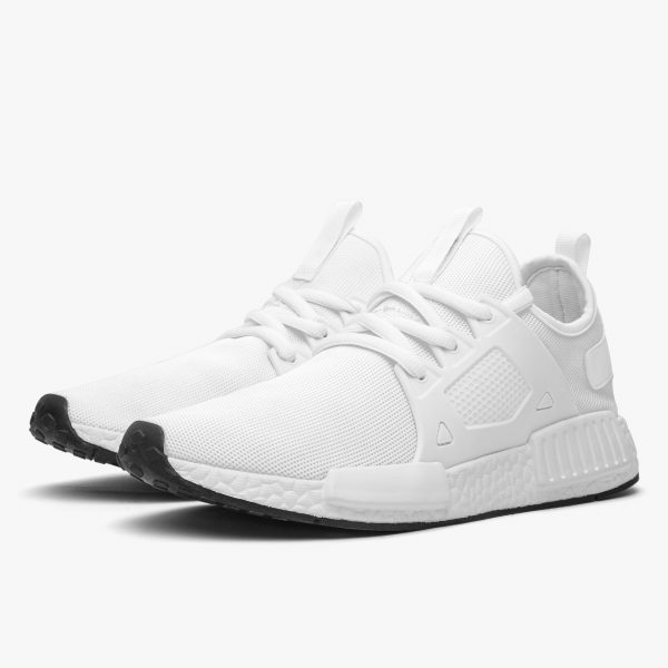 A pair of white customizable lightweight sneakers