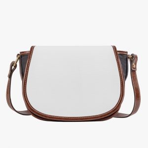 A white customizable flap saddle bag